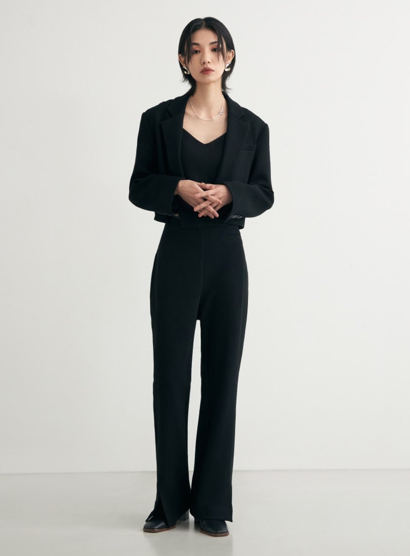 俐落舒適微喇叭西裝褲